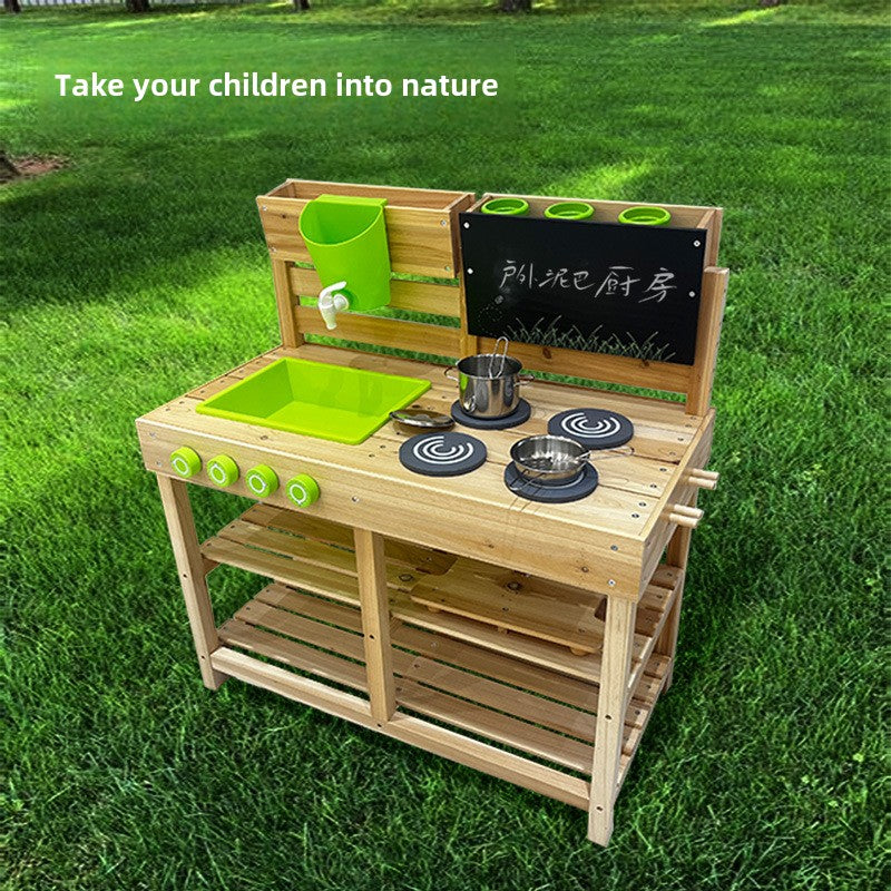 Wooden Outdoor Mud Kitchen for Kids | FSC Certified Pretend Play Garden Kitchen Set