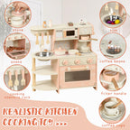 Wooden Coffee Kitchen Playset for Kids | Pretend Play Cooking Toy Set with Accessories
