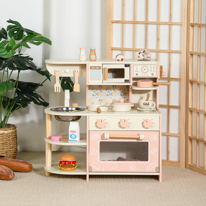 Wooden Coffee Kitchen Playset for Kids | Pretend Play Cooking Toy Set with Accessories