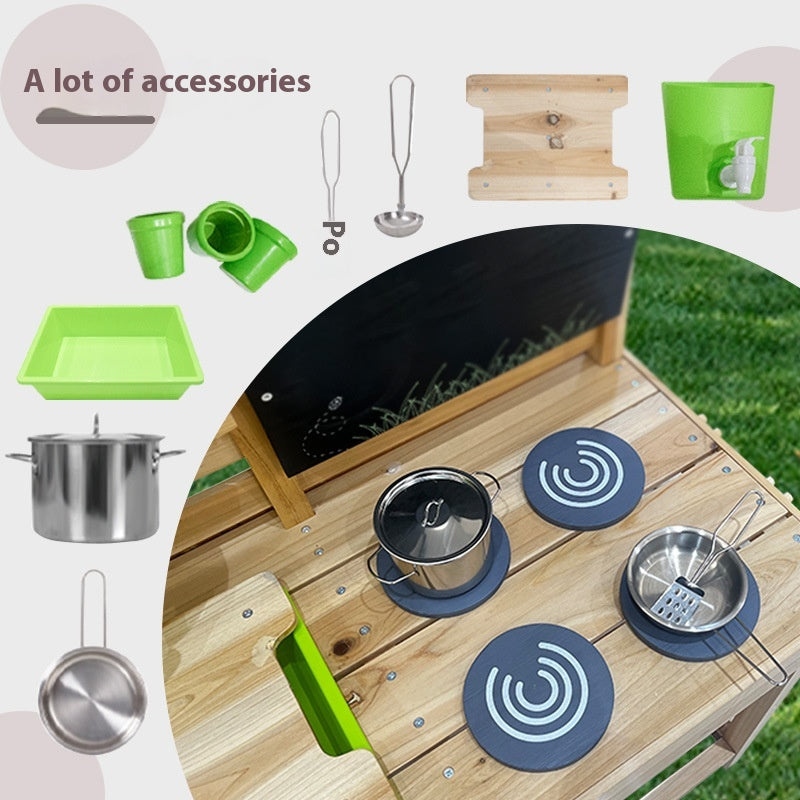 Wooden Outdoor Mud Kitchen for Kids | FSC Certified Pretend Play Garden Kitchen Set