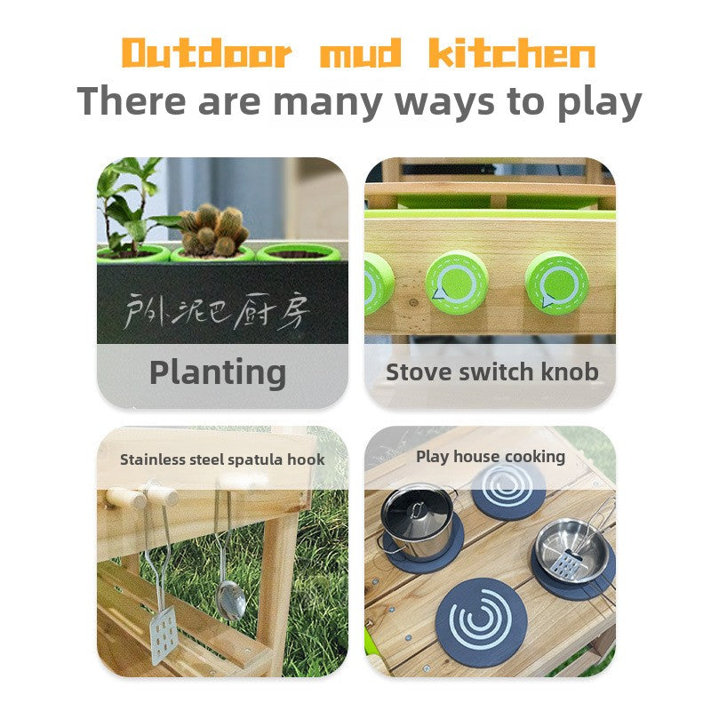 Wooden Outdoor Mud Kitchen for Kids | FSC Certified Pretend Play Garden Kitchen Set