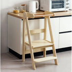 2 Step Wooden Ladder for Kids | Indoor Climbing Chair & Step Stool with Safety Rail
