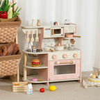 Wooden Coffee Kitchen Playset for Kids | Pretend Play Cooking Toy Set with Accessories