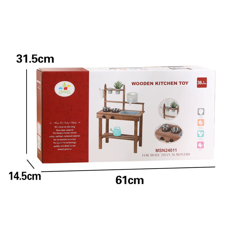 Wooden Outdoor Mud Kitchen for Kids | Pretend Play Garden Cooking Toy Set