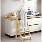 2 Step Wooden Ladder for Kids | Indoor Climbing Chair & Step Stool with Safety Rail