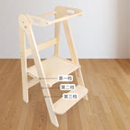 2 Step Wooden Ladder for Kids | Indoor Climbing Chair & Step Stool with Safety Rail