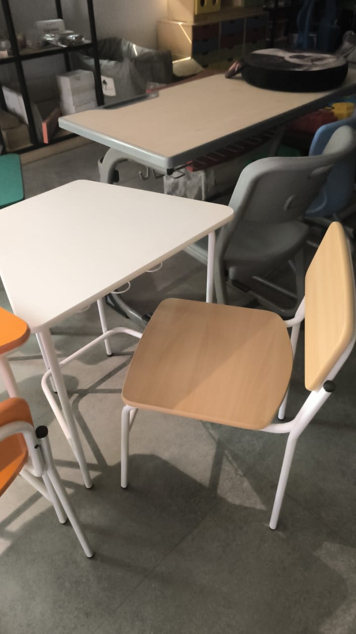 Round Table & Chairs | Kids Wooden Beachwood Study Set with 4 Chairs