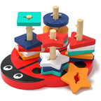 Shape Sorter Ladybug Toy | Wooden Educational Shape Sorting Learning Toy for Kids
