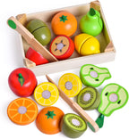 Wooden Cutting Fruits Set Kids | Pretend Play Kitchen Toy with Velcro