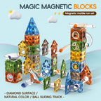 Light Magnetic Blocks Marble Run Set 174 PCS | STEM Light-Up Construction Toy for Kids
