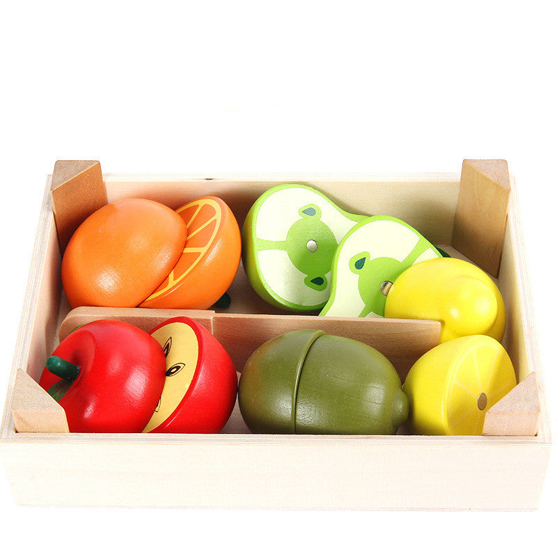 Wooden Cutting Fruits Set Kids | Pretend Play Kitchen Toy with Velcro