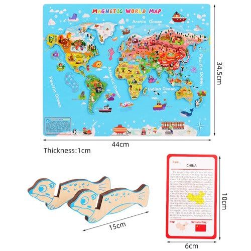 Magnetic Paradise World Map Puzzle | Kids Wooden Educational Jigsaw Toy