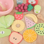 Wooden Fresh Fruit Salad Set | Kids Pretend Play Kitchen Food Toy Box