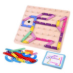 Large Nail Board Puzzle | Kids 2-in-1 Wooden Pattern Drawing Learning Toy
