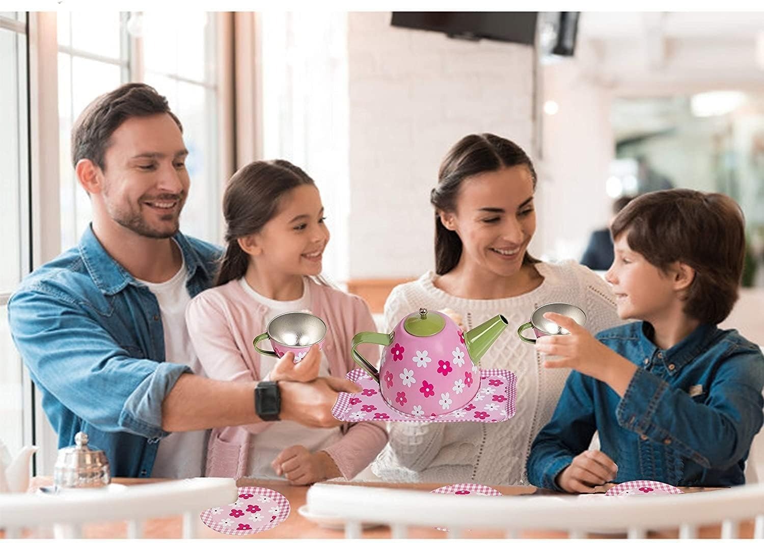 Pop Up Kettle Tea Set | Kids Metallic Kitchen Role Play Cooking Set