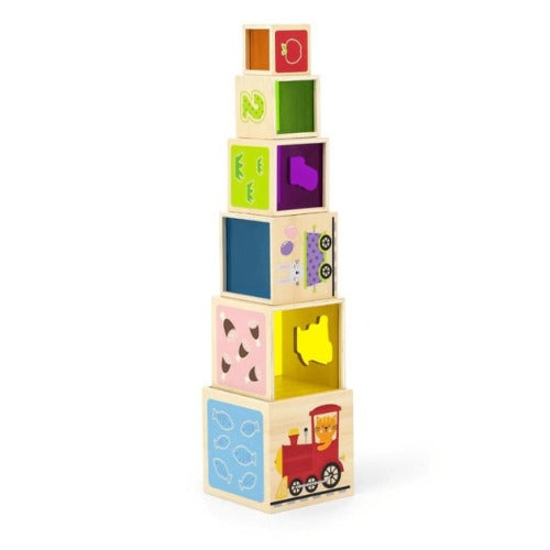 Nesting & Stacking Blocks | Wooden Montessori Learning Toy for Kids 12M+