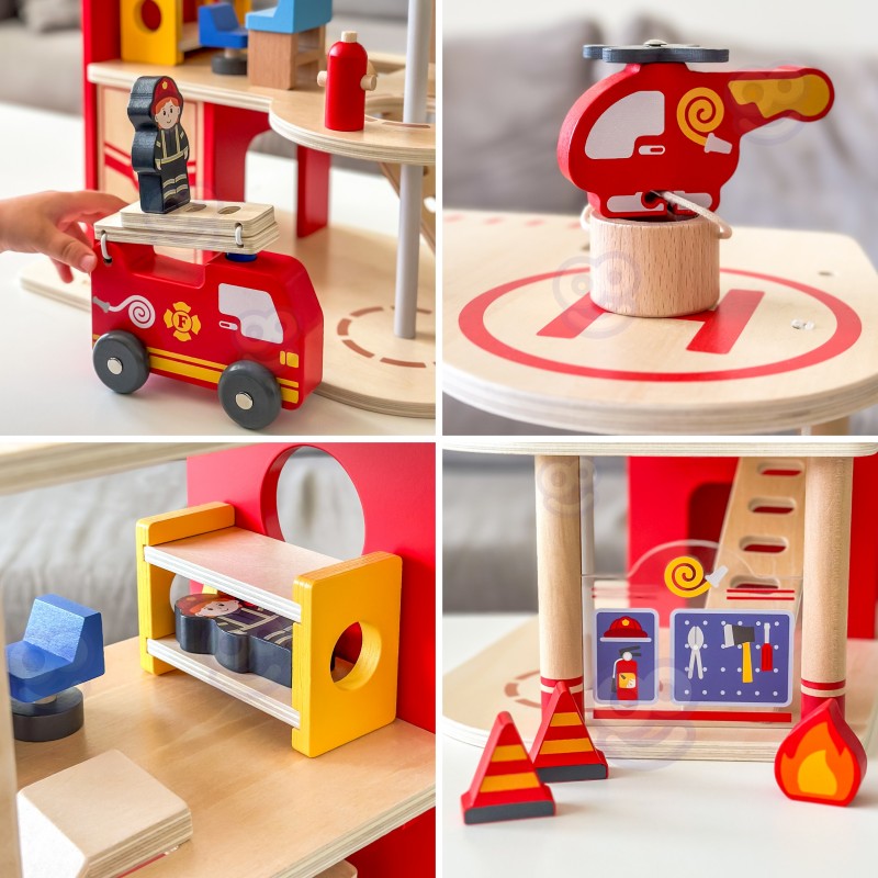 Wooden Fire Station Rescue Playset