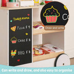 Wooden Snack Food Cart for Kids | Grocery Store Pretend Play Set with Accessories