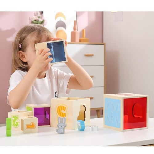 Nesting & Stacking Blocks | Wooden Montessori Learning Toy for Kids 12M+