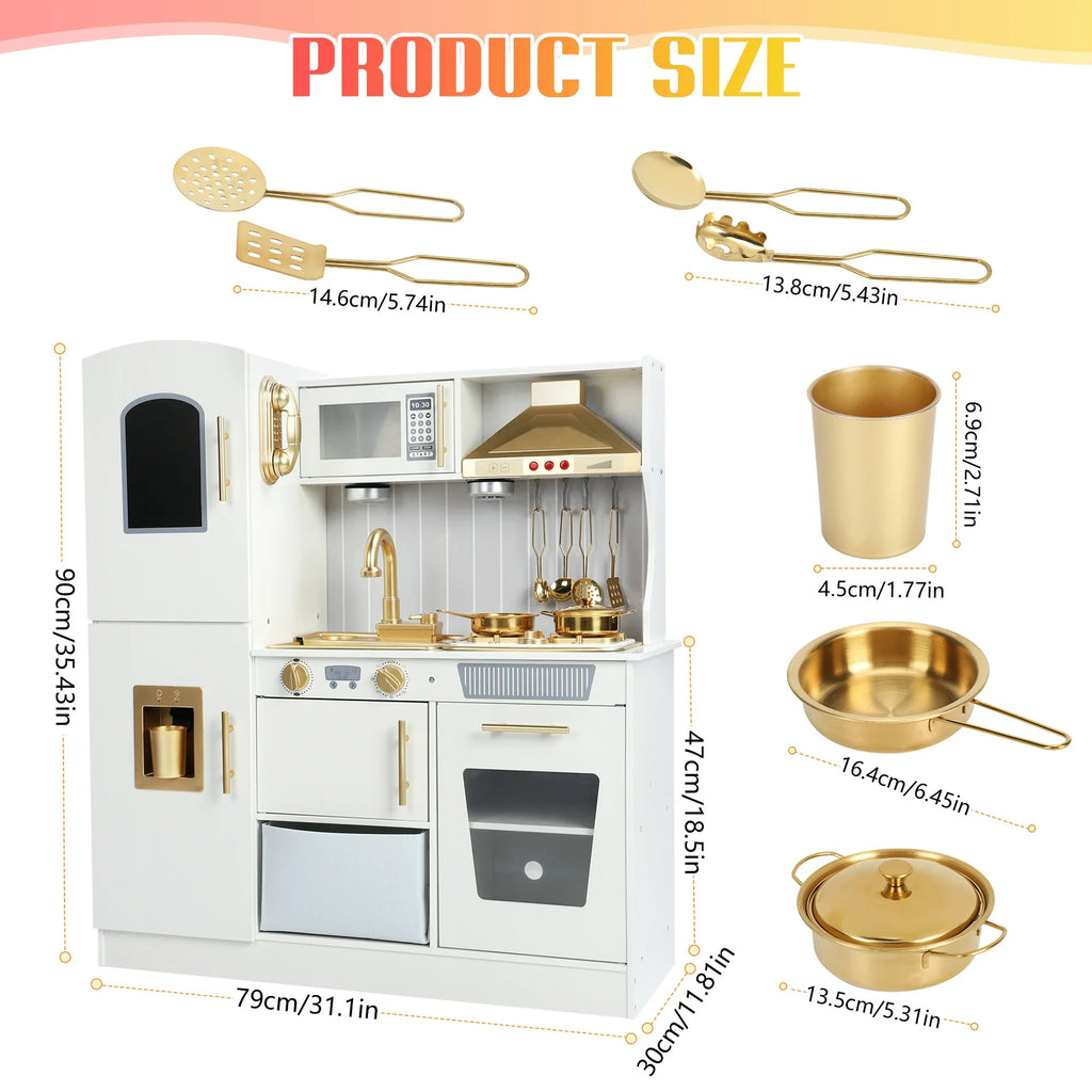 Wooden Kids Kitchen Playset with Lights &amp; Water | Pretend Play Toy Set Ages 3–6