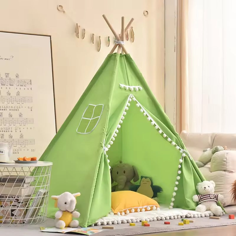 Kids Teepee Tent Playhouse | Cotton Canvas Indoor Outdoor Play Tent