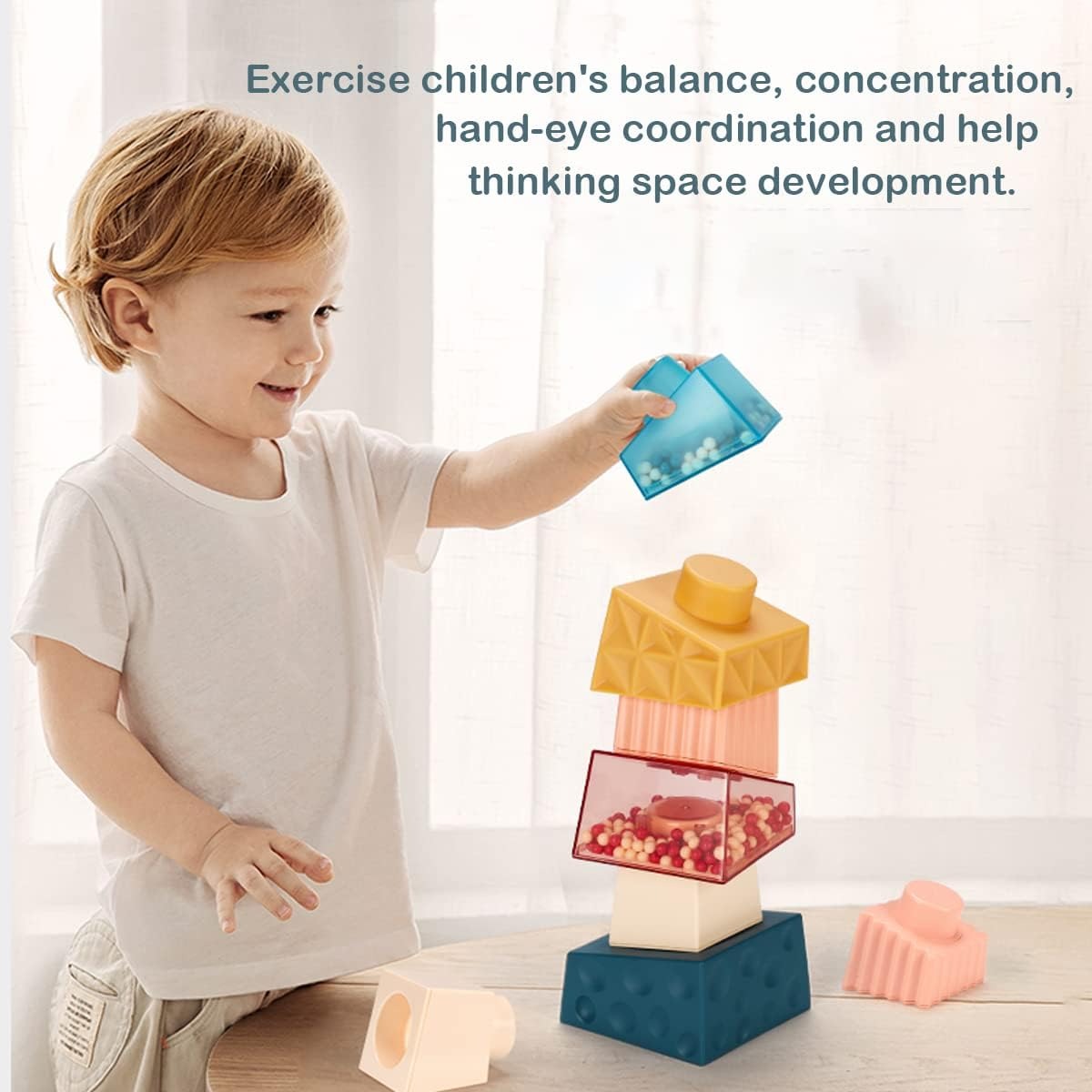 Sensory Stacking Blocks Montessori Toy | Baby Balance & Learning Cubes