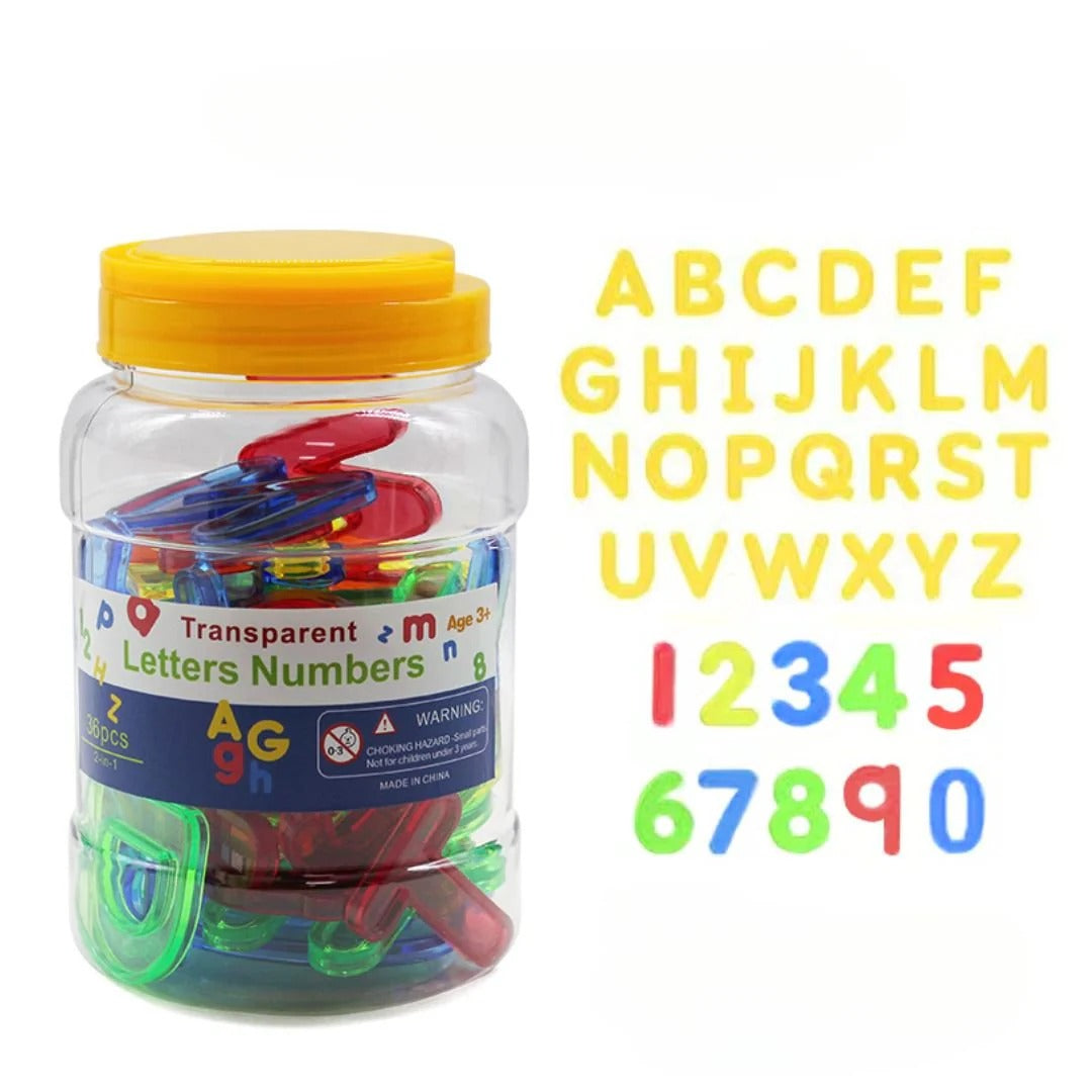 Transparent Alphabet & Numbers 36 Pcs | Kids Learning Letters & Counting Toy