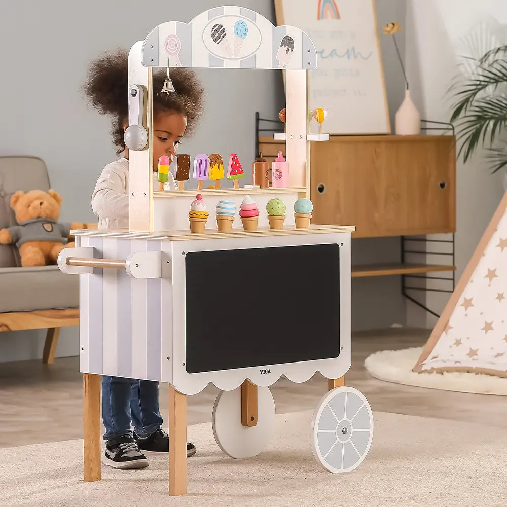 Ice Cream Mobile Shop Kids | Wooden Pretend Play Ice Cream &amp; Candy Cart