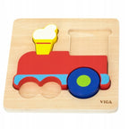 Wooden Train Peg Puzzle Kids | Chunky Montessori Shape & Color Learning Toy