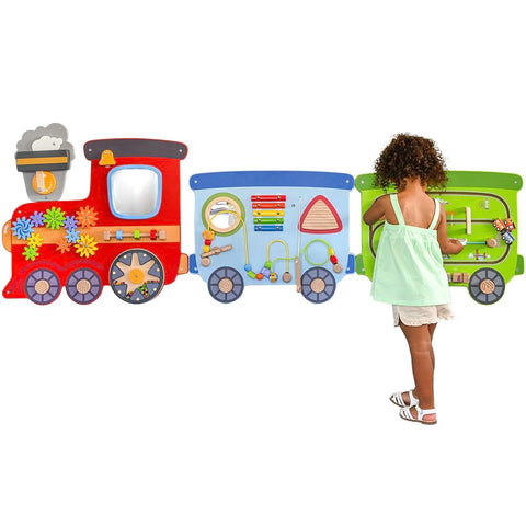 Train Activity Wall Panel Kids | Montessori Sensory Busy Board Wall Toy