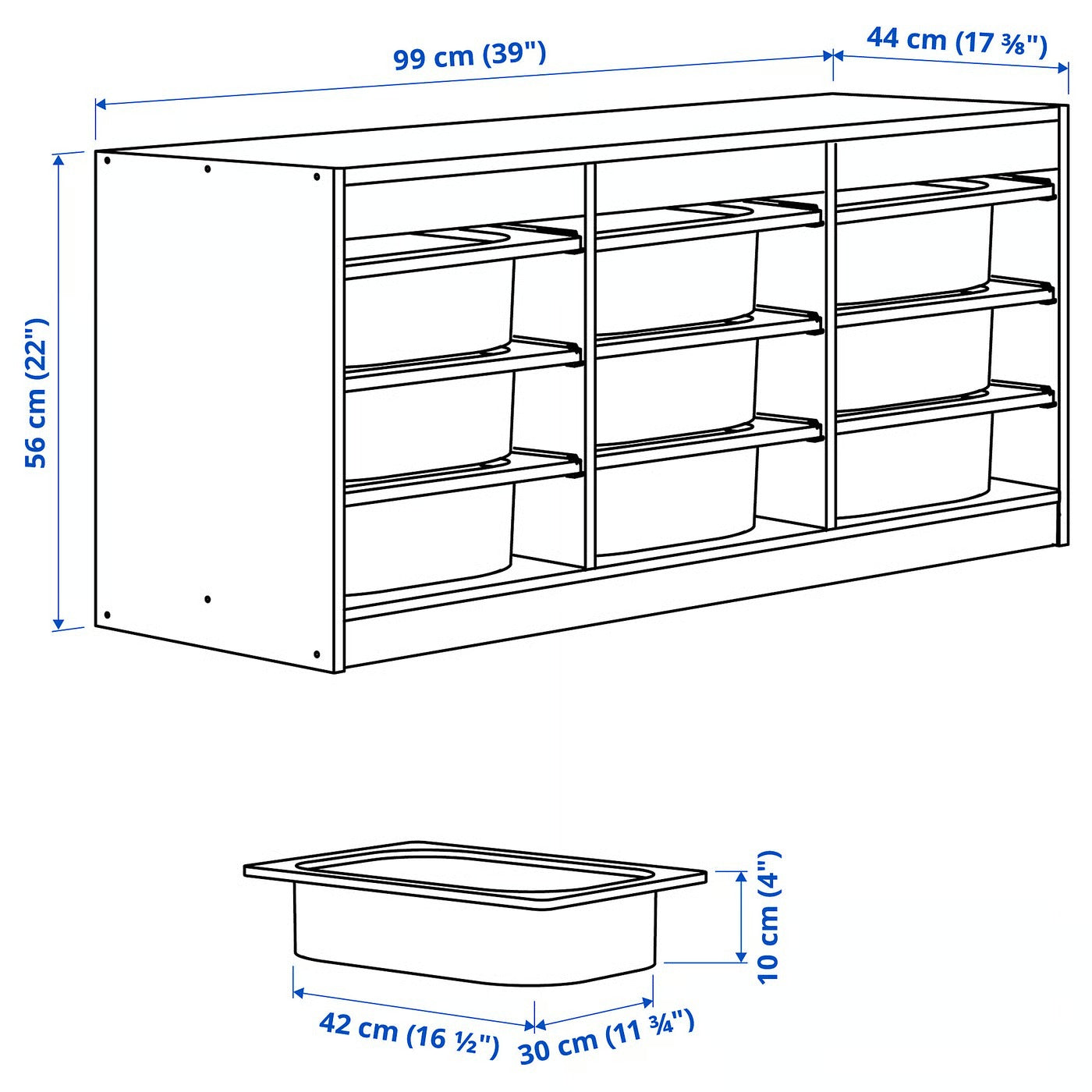 TROFAST Storage Combination | Kids Toy Organizer Rack with Color Bins
