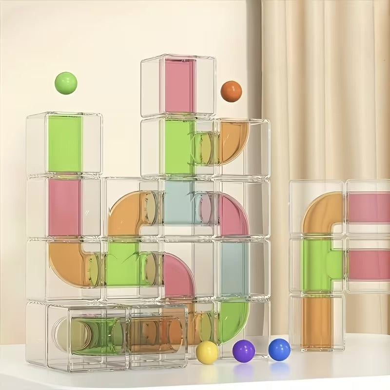 Building Blocks Pipeline 24 Pcs | Marble Run STEM Construction Toy for Kids