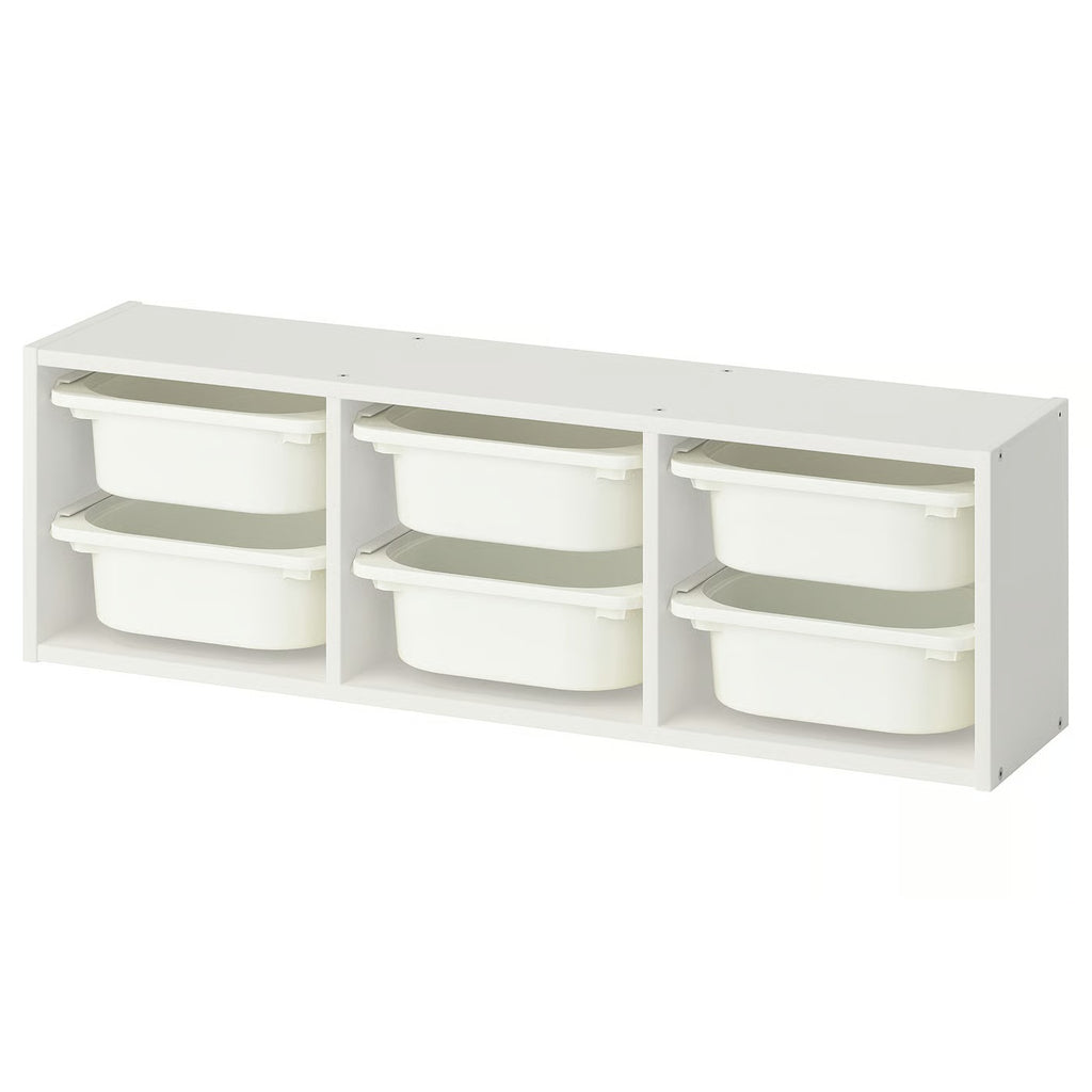 Kids Wall Storage Unit TROFAST Style | 6 Bin Organizer for Toys & Books