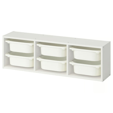 Kids Wall Storage Unit TROFAST Style | 6 Bin Organizer for Toys & Books