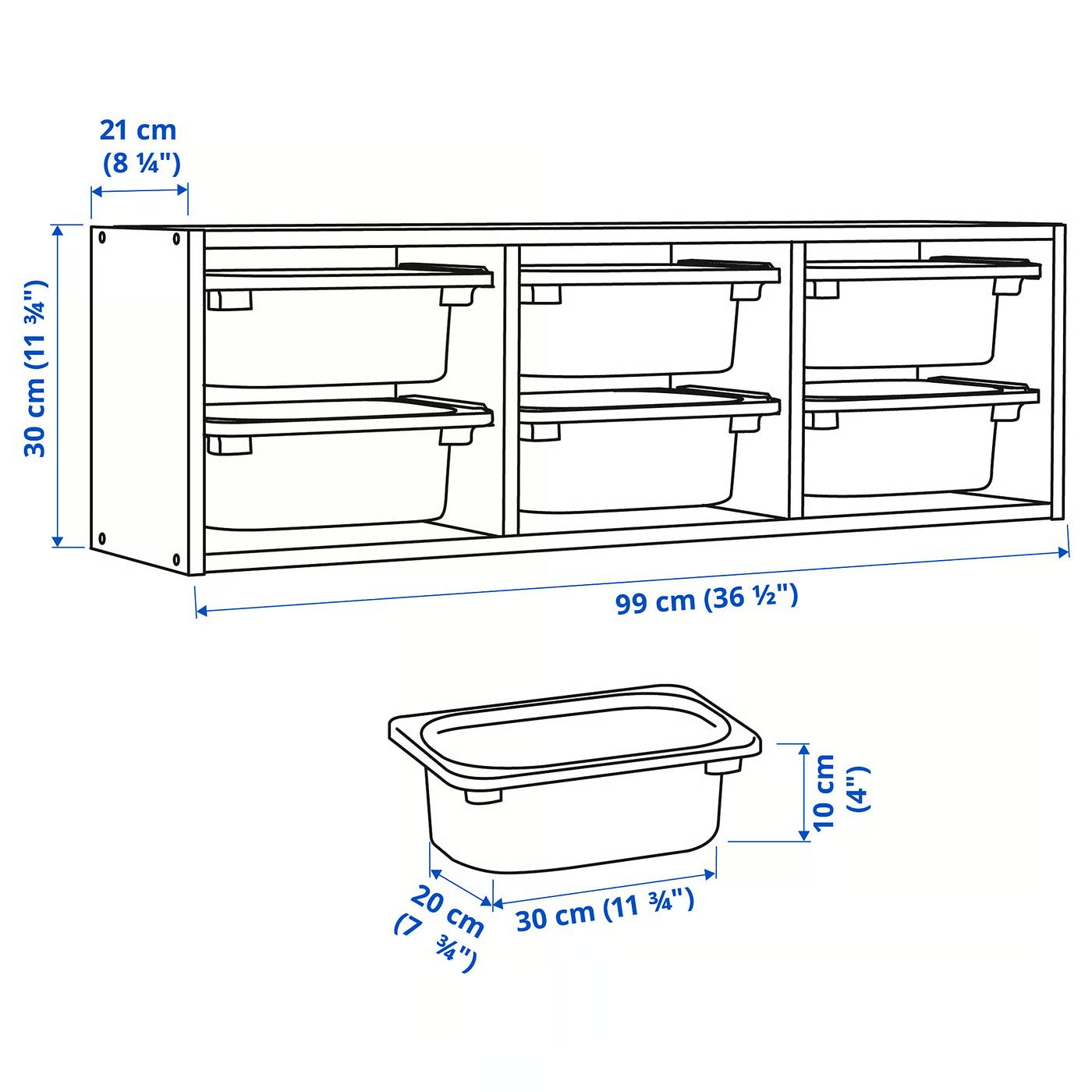 Kids Wall Storage Unit TROFAST Style | 6 Bin Organizer for Toys & Books