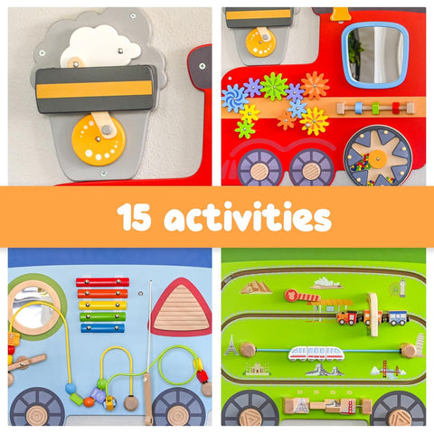 Train Activity Wall Panel Kids | Montessori Sensory Busy Board Wall Toy