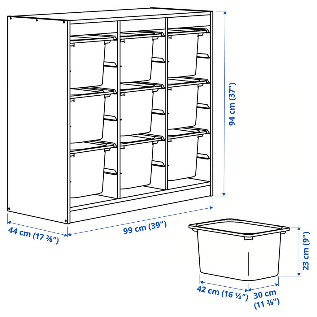 Kids Storage Bin Organizer 9 Bins | Wooden Toy & Book Storage Rack