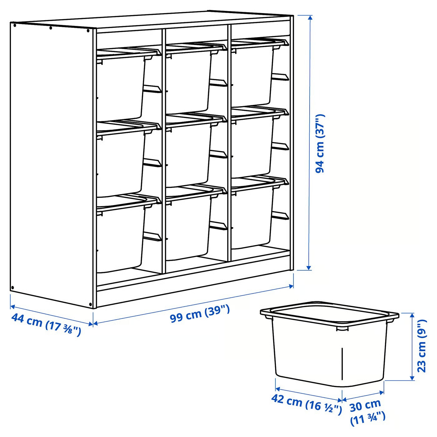 Kids Storage Bin Organizer 9 Bins | Wooden Toy & Book Storage Rack