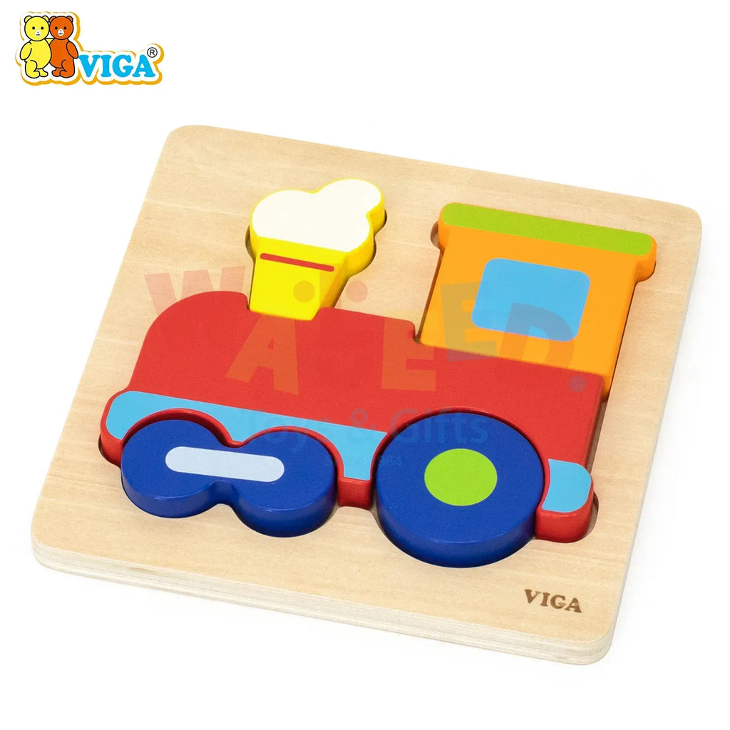 Wooden Train Peg Puzzle Kids | Chunky Montessori Shape & Color Learning Toy