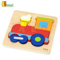 Wooden Train Peg Puzzle Kids | Chunky Montessori Shape & Color Learning Toy