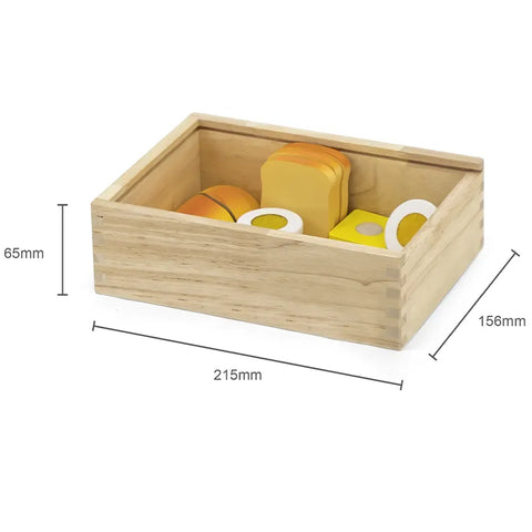 Wooden Cutting Breakfast Set Kids | Montessori Pretend Play Kitchen Food Toy
