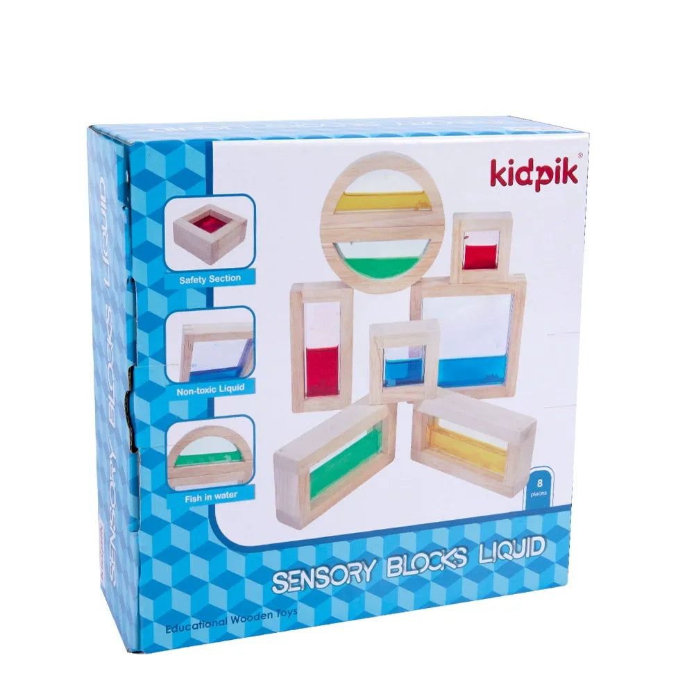 Sensory Liquid Blocks 8 Pcs | Wooden Montessori Sensory Toy for Kids