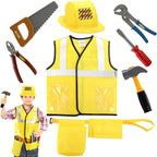 Construction Worker Costume Set for Kids | Engineer Role Play Dress-Up Tool Kit