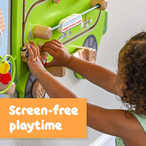 Train Activity Wall Panel Kids | Montessori Sensory Busy Board Wall Toy