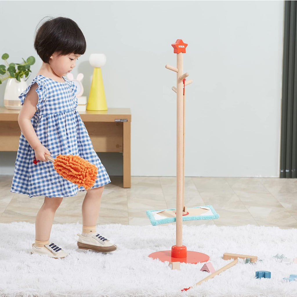 Wooden Cleaning Tool Set | Kids Pretend Play Housekeeping Toy Set
