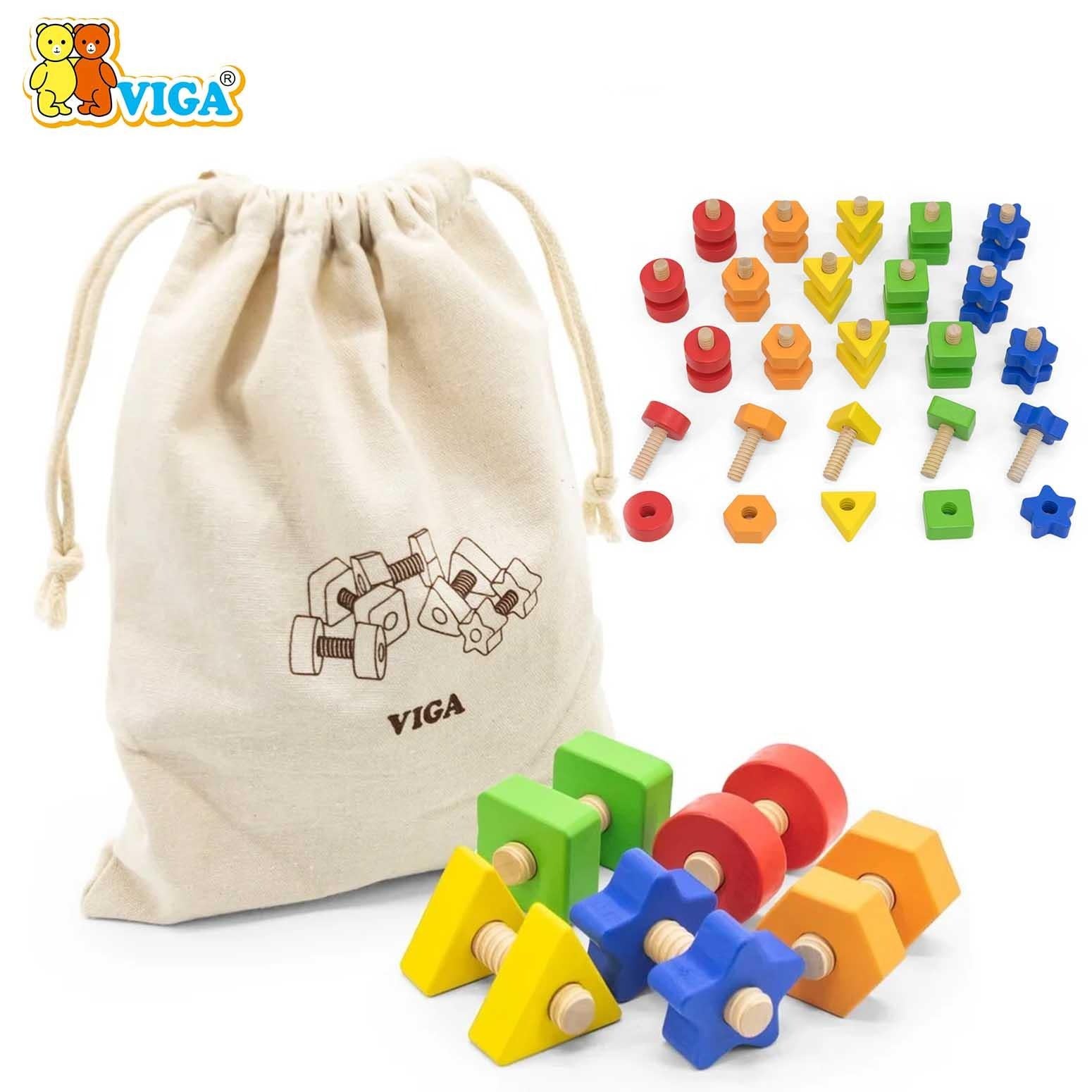 Wooden Nuts & Bolts 40 Pcs Set | Montessori Sensory Screw Learning Toy for Kids