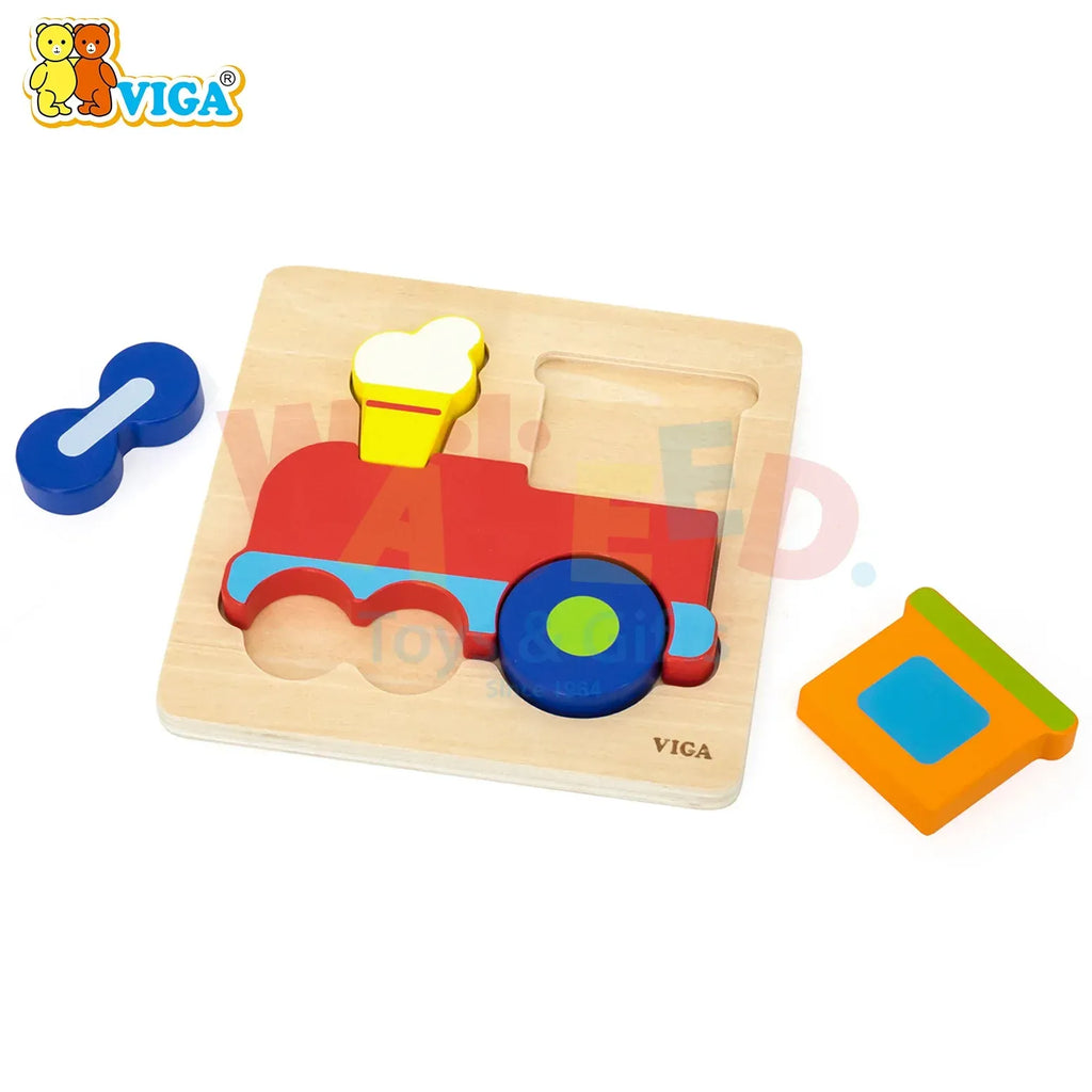 Wooden Train Peg Puzzle Kids | Chunky Montessori Shape & Color Learning Toy