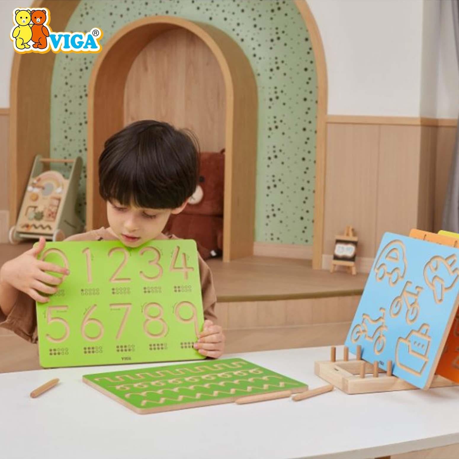 Number Tracing Board 0–9 Kids | Montessori Wooden Writing Practice Toy