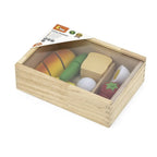 Wooden Cutting Breakfast Set Kids | Montessori Pretend Play Kitchen Food Toy