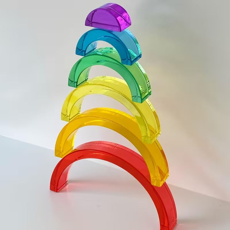 Acrylic Rainbow Stacking Blocks | Montessori Sensory Learning Toy for Kids